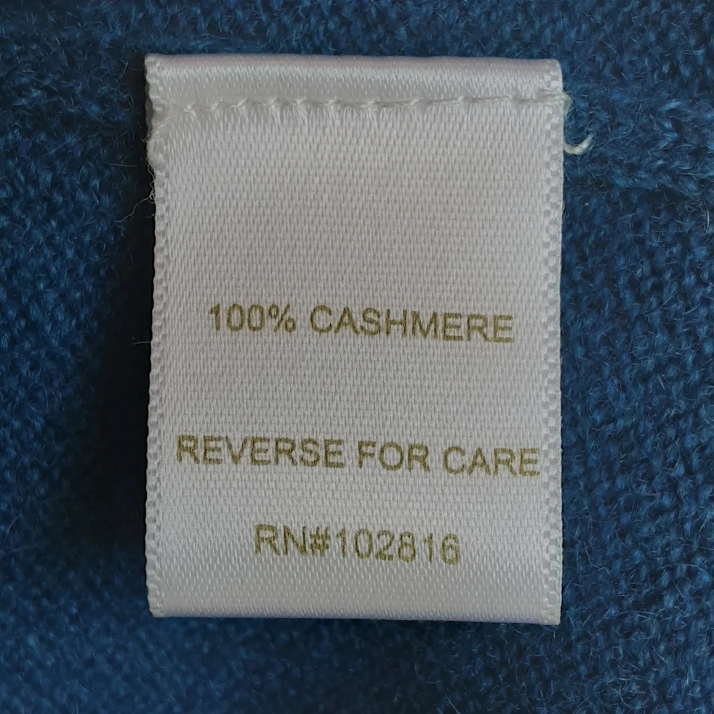 Garnet Hill Blue 100% Cashmere Crew Neck Sweater.